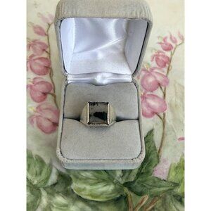 Vintage 60s Wheeler Mfg. Dendritic Moss Picture Agate Sterling Ring Sz 8.5